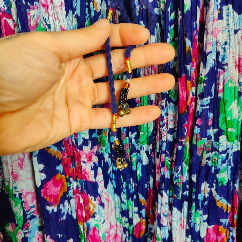 Vintage‎ 90s Patchouli Floral Maxi Skirt Boho Cotton Hippie Broomstick Pullon OS - Picture 3 of 8